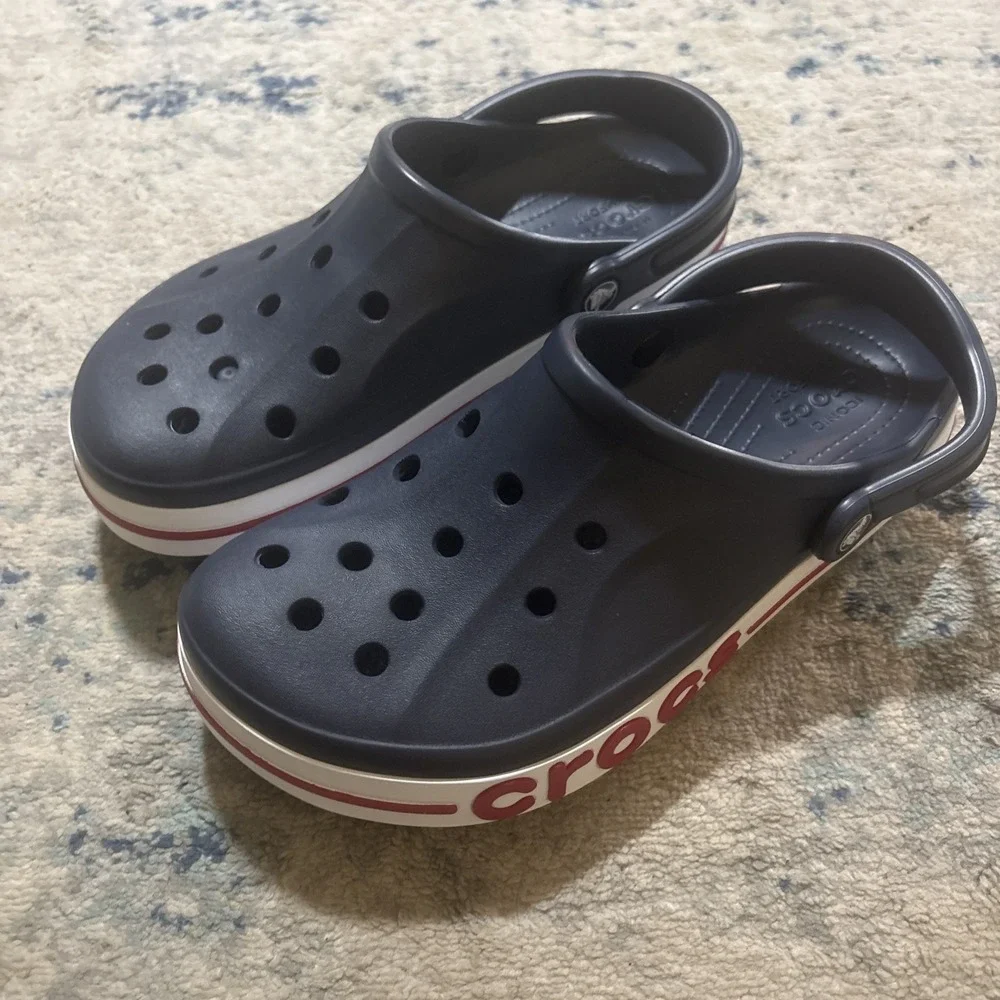 Crocs Bayaband Unisex Clogs Red White Blue Logo Mens 8 Womens 10 New